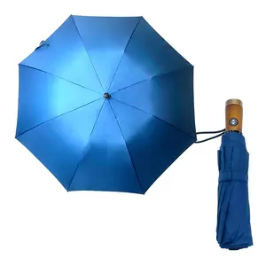 Fournisseur de parapluie guarda chuva Parapluie automatique Protection UV Manche en bois Parapluie pliant 3 entièrement automatique avec logo
