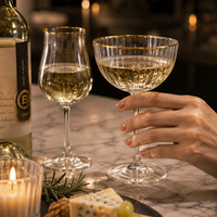 Verres à cocktail martini côtelés profonds de 280 ml, flûtes à champagne en verre transparent, verres à vin personnalisés OEM, vaisselle artisanale
