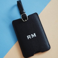 Étiquettes à bagages de haute qualité, logo personnalisé, bleu marine, cuir véritable épais, étiquettes à bagages de voyage