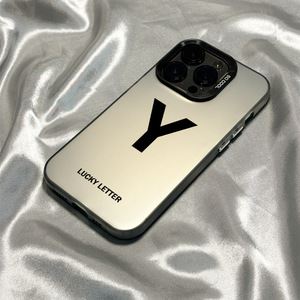 <strong>Y</strong> Black Lucky Letter Printing Electroplated Silver Key TPU PC Mobile Phone Case for <strong>Iphone</strong> Xr Xs 11 12 13 14 15 16 17 18 Pro Max - Product Image 1