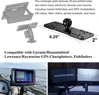 Support universel à rotule de 1 pouce avec base carrée pour fixation de sondeur de pêche, support électronique GPS marin compatible avec les supports RAM