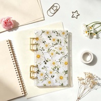 Couverture de carnet DIY Yihe A6 Fresh Little Daisy en acrylique transparent à 6 trous pour agenda à feuilles mobiles