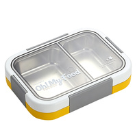 Boîte à lunch Maxcook 2 compartiments 700 ml, anti-fuite, en acier inoxydable 316L, boîte à lunch pour enfant, boîte bento pour l'école