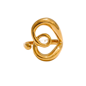 Women's New Stainless Steel <b>Snake</b> <b>Rings</b> 18K <b>Gold</b> Plated Link Chain Geometric Twisted Wide Band Open Adjustable Design for Gift - Product Image 1