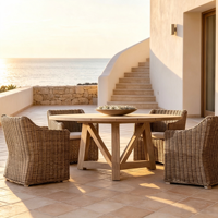 Ensemble de meubles de jardin en rotin, table et chaises de salle à manger pour 6 personnes, meubles de jardin en rotin