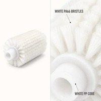 Rouleau brosse cylindrique en nylon blanc PA66 avec double roulement en plastique blanc, noyau en PP, taille personnalisée