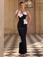 Robe de soirée élégante Ocstrade en gros, personnalisée, asymétrique, à bandage, sans bretelles, avec fleurs 3D et perles, dos ouvert, pour femme