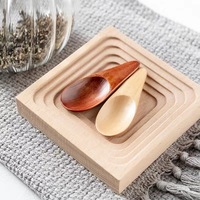Sendok Kecil Rumah Tangga, Sendok Es Krim, Sendok Susu Bubuk Kayu Solid Kreatif Gaya Jepang, Sendok Teh Gagang Pendek