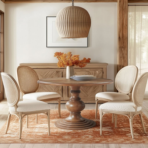 46" <b>Round</b> Pedestal <b>Dining</b> <b>Table</b> Walnut Modern <b>Solid</b> <b>Wood</b> Assembled - Product Image 1