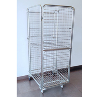 Transport pliant treillis métallique pliable grande capacité cueillette chariot à 4 côtés pour entrepôt