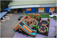 Grand parc d'attractions gonflable commercial avec trampoline géant, jeux d'obstacles, château gonflable, parcours d'obstacles, parc d'attractions gonflable