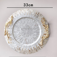 Assiette de dîner en coquillage écologique faite à la main, style français de luxe léger, plateau de service haut de gamme pour salon et café, avec poignée et bordure florale