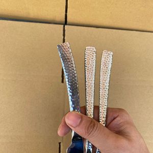 Hammered Texture Cutlery Set 304 Stainless Steel <b>Knife</b> Fork Spoon Durable Tableware For Picnic Adult Use - Product Image 3