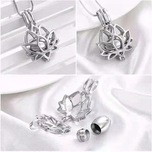 رماد جرة دلاية قلادة العظام الرماد مربع قلادة اللوتس زهرة رماد الحرق جرة قلادة - Product Image 6