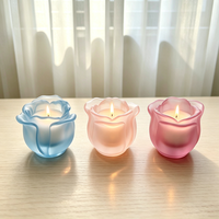 Bougie parfumée en cire de soja dans un verre en forme de rose, artisanale, aromathérapie, cadeau romantique pour la Saint-Valentin, mariage, logo personnalisé, vente en gros