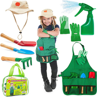 Draagbare Gepersonaliseerde Outdoor 6 Pcs Kids Tuingereedschap Met Hark Schop En Wasbare Schort Set