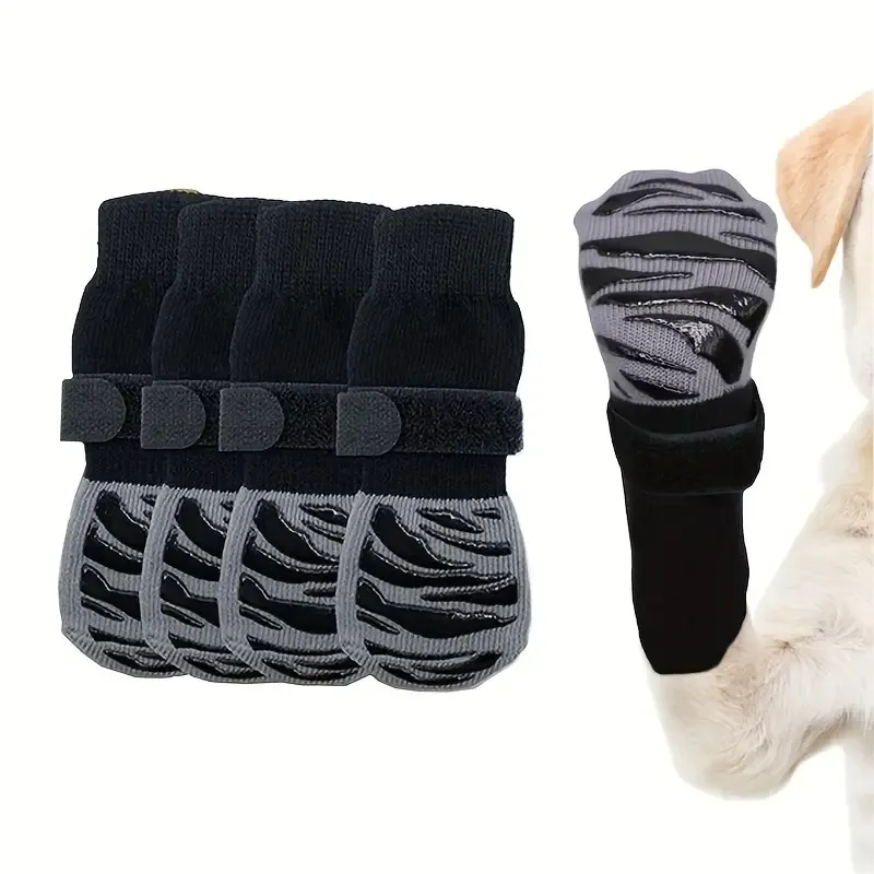 Chaussettes antidérapantes pour chiens à motif de mode Chaussettes pour chiens avec contrôle de traction à sangles