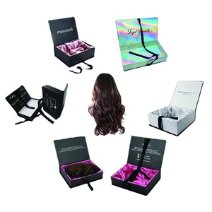 Boîte d'emballage cosmétique magnétique rigide en carton de luxe pour perruques tressées et extensions capillaires pour femmes noires, boîtes à perruques personnalisées en feuille d'aluminium - Product Image 2