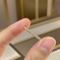 Huacan 9K Gelbgold 1,5MM Voll-Eternity Labor-Diamant Brillantschliff Damen-Verlobungsring IGI-Zertifiziert Trendig Langlebig