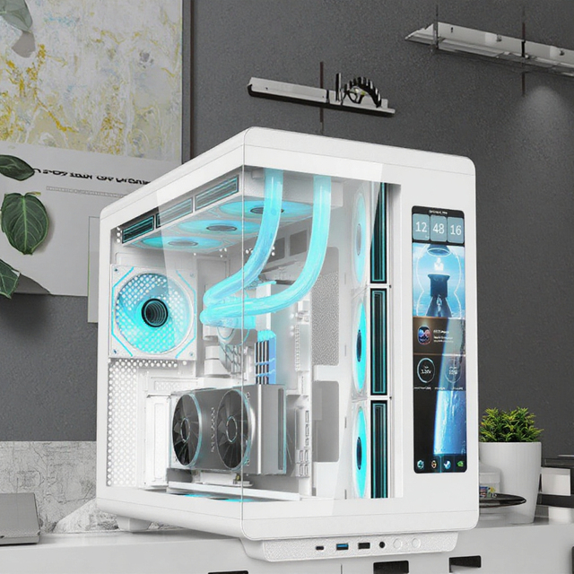 Soeyi Cpu Temperature Display Cooling Computer case Gaming Tempered Glass Wholesales Odm Dom Pc Cabinet Casing for Pc