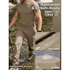 FOXA Mens Hiking Pants Lightweight <b>Stretch</b> Nylon Waterproof Quick Dry Outdoor Pants Summer Casual Fit - Product Image 3