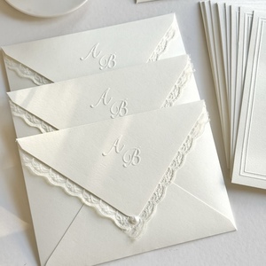 การ์ดเชิญงานแต่งงานลูกไม้ลายนูนหรูหรา พิมพ์แบบ Letterpress บนกระดาษออฟเซ็ต การ์ดอวยพรออกแบบเองได้ พิมพ์โดย Alna Printing - Product Image 3