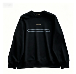 Sweat-shirt minimaliste noir à col rond pour femme, 100% coton, manches longues, logo imprimé par transfert thermique sur le devant, vêtement d'automne, possibilité de personnalisation OEM - Product Image 2