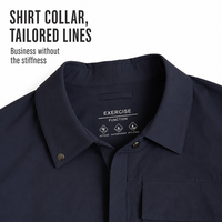 Veste chemise homme OEM ODM, sans plis, bleu marine, pièce de superposition pour tenues décontractées élégantes