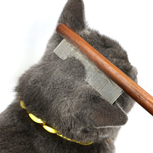 Peigne pour animaux de compagnie en bois massif, à dents fines, pour chats et chiens, élimine les poils lâches, outil de toilettage - Product Image 4