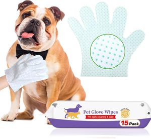 Gants de bain et de toilettage pour chiens et chats, lingettes jetables pour animaux, brosse de bain en tissu non tissé, nettoyage dentaire - Product Image 2