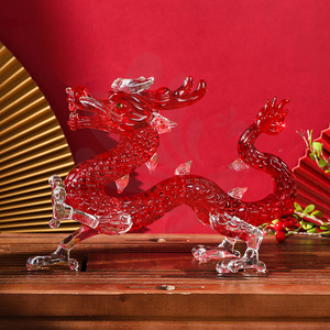 Adorno de dragón de cristal, cristal artificial, colección de colores rojo y dorado, decoración para el Año Nuevo Chino, regalo del Festival de Primavera - Product Image 4