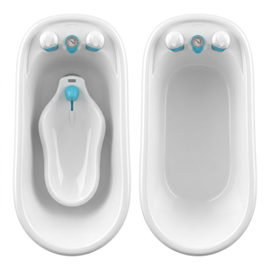 Baignoire Bébé Rigide avec Support Pliable, Thermomètre Intégré, Réducteur Amovible, Design 2 Étapes, PP Sans BPA, OEM - Product Image 6