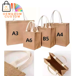 Wholesale Large Jute Tote Handbag with Custom Logo High Quality Promotional Shoulder Strap for Advertising