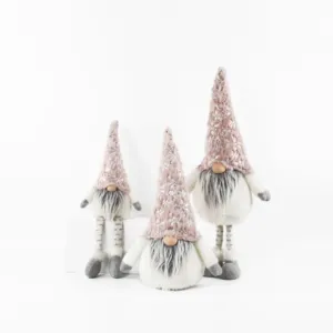Новинка 2023, рождественские подарки, тканевые розовые куклы Санта-Клауса ручной работы, рождественские домашние украшения, набивной маленький гном для рождественского декора