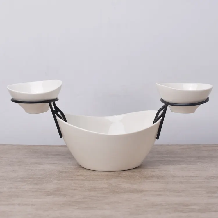 Produsen keramik grosir display makanan dapur makanan penutup mangkuk keramik Multi-layer mangkuk keramik