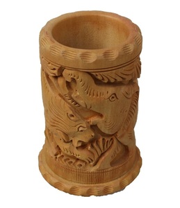 Handcrafted Wooden <b>Elephant</b> Carved Home <b>Decor</b> Traditional Round Tabletop Ornament Indoor Living Room Art Piece - Product Image 1