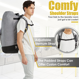 Mochila para Ropa Sucia de 125L con Correas para los Hombros, Cesto para Ropa Sucia, Esencial para el Hogar, la Universidad y el Dormitorio, Bolsa de Viaje Lavable y Plegable - Product Image 3
