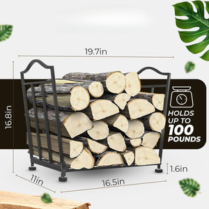 Estante de metal para leña de 3 niveles, rectangular, para almacenamiento en interiores y exteriores, organizador de leña para chimenea. - Product Image 3