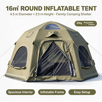 Tente gonflable ronde d'extérieur spacieuse et robuste en PVC avec cadre gonflable, tissu en coton polyester TC 210g, résistante au vent