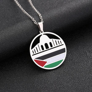 Collier palestinien Temple Aksa en acier inoxydable couleur or, vente en gros de luxe prêt à expédier collier Palestine - Product Image 6