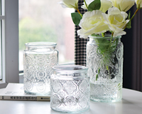 Vase en verre transparent gaufré de haute qualité, à large ouverture, pour culture hydroponique, décoration de salon et de maison, vente en gros