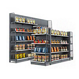 Estantes modernos para supermercados Sistema de estantería de góndola de metal duradero Unidades de exhibición antioxidantes para tienda minorista Tienda de comestibles en venta - Product Image 1