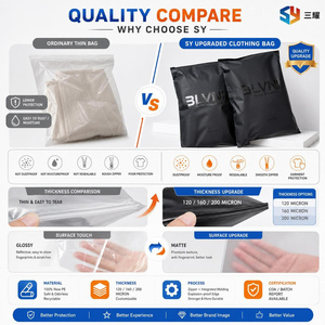 Sacchetti Biodegradabili Neri Satinati Eco-Friendly con Chiusura a Zip per <span class=keywords><strong>Imballaggio</strong></span> di Abbigliamento con Logo Personalizzato - Product Image 3