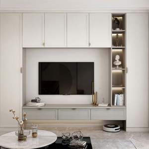 Mueble de TV de Pared, Diseño Moderno, Mueble de Madera de Lujo para Sala de Estar, Soporte de TV con Almacenamiento, Entretenimiento LED para Hotel - Product Image 4