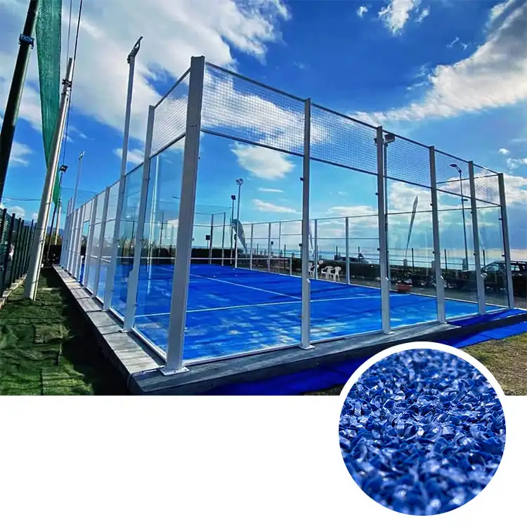 Prezzo di fabbrica dell'erba artificiale del campo da tennis della pagaia del campo da tennis panoramica di alta qualità a piena vista