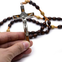 Chapelet catholique, perles de prière, Christ, bois, Jésus, croix, église, fait à la main, collier de saint, christianisme, chapelet