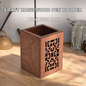 Craft Zone Export India Wood Square Custom Size <b>Desk</b> Organizer Stand Elegant Home /Office & School <b>Pen</b> <b>Holder</b> - Product Image 2