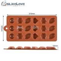 Moule en silicone pour chocolat en forme de diamant rond à 18 cavités, série Gem de SILIKOLOVE, pour pâtisserie et bonbons