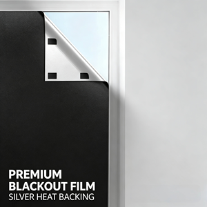 Film occultant portable pour fenêtre, 100 % occultant, avec support isolant thermique argenté, sans perçage, auto-adhésif, pare-soleil noir - Product Image 2