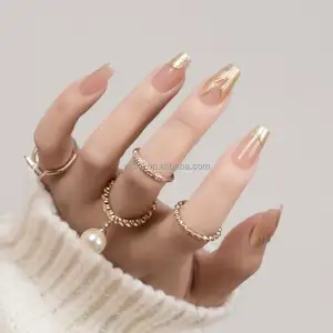 Rifornimento di fabbrica prezzo all'ingrosso di buona qualità materiale abs bara forma ballerina 3D touch gold flow finger press sulle unghie